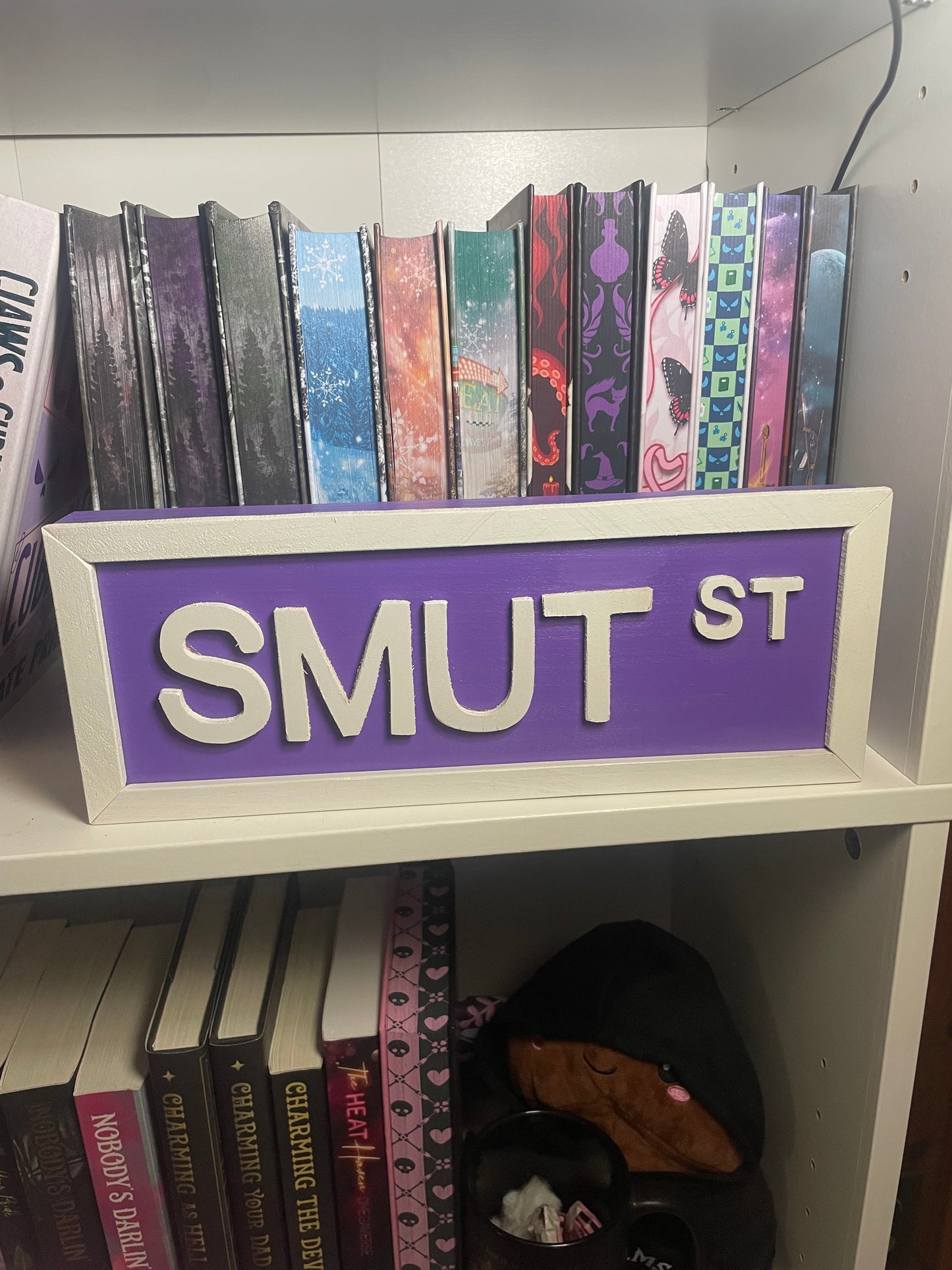 Smut St Wooden Bookshelf Sign