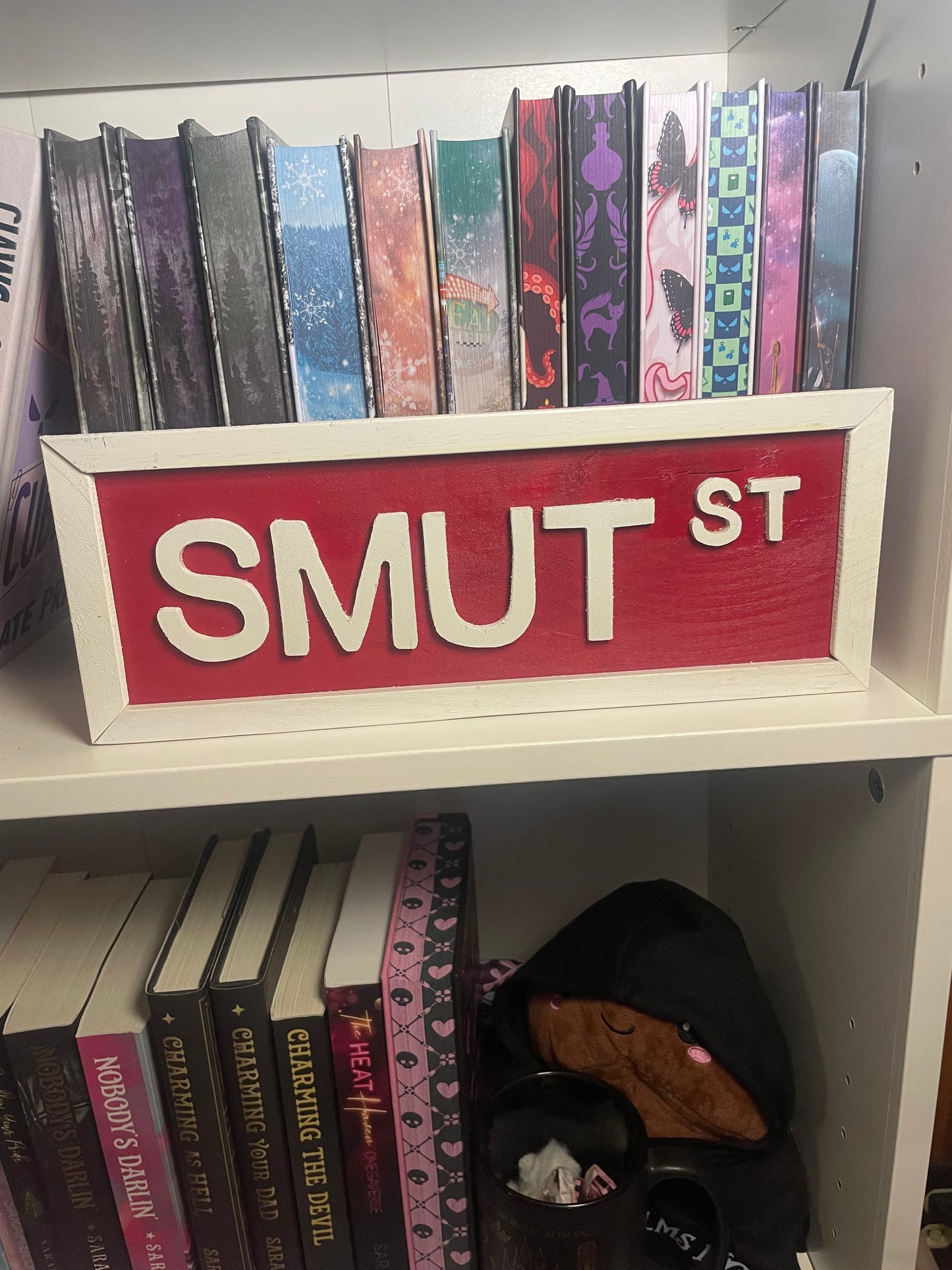 Smut St Wooden Bookshelf Sign