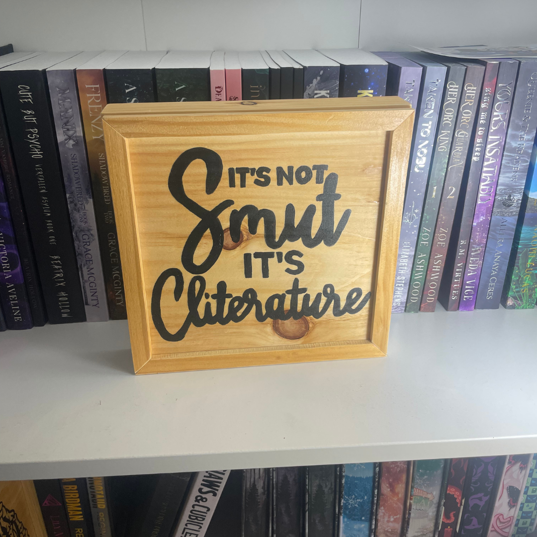 It’s Not Smut Wooden Bookshelf Sign